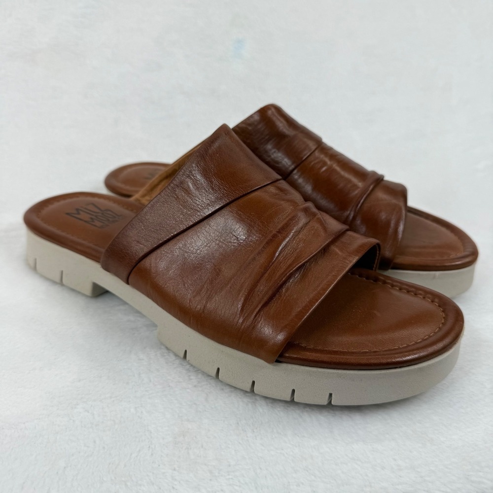 Miz Mooz Claribel Leather Slide Sandal EU 41 US 10 Platform Brown